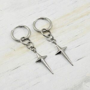 Silver Spike Hoop Earrings